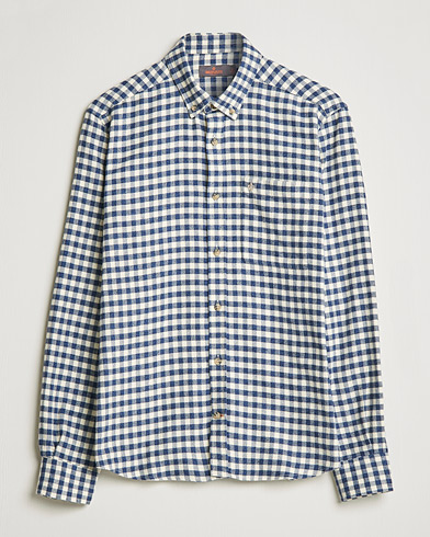 Mies | Flanellipaidat | Morris | Brushed Twill Checked Shirt Navy/White
