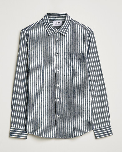 Mies |  | NN07 | Arne Flannel Striped Shirt Blue/White