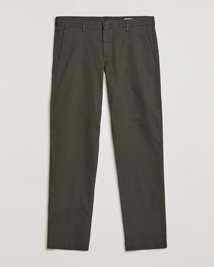 NN07 Theo Regular Fit Stretch Chinos Dark Army – Vihreä