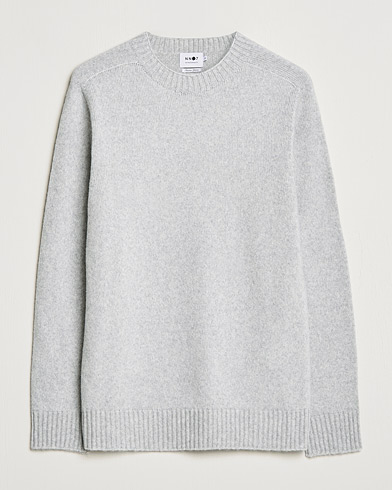 Mies |  | NN07 | Nathan Brushed Wool Knitted Sweater Light Grey Mel
