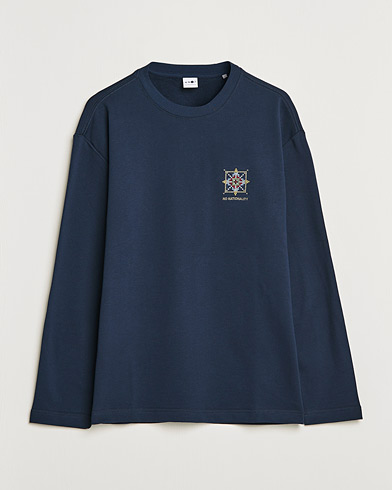 Mies |  | NN07 | Alan Heavy Logo Long Sleeve T-Shirt Navy
