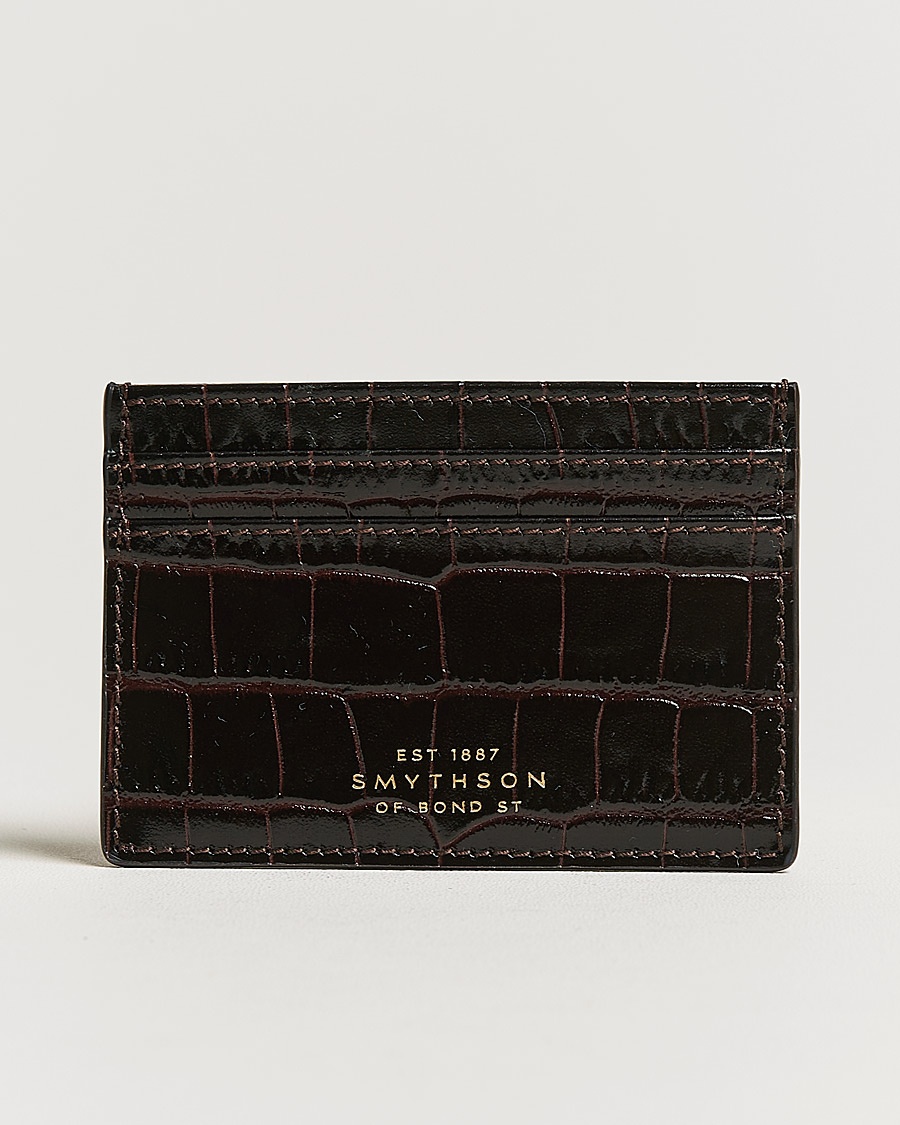 Smythson Mara Flat Cardholder Dark Brown – Ruskea