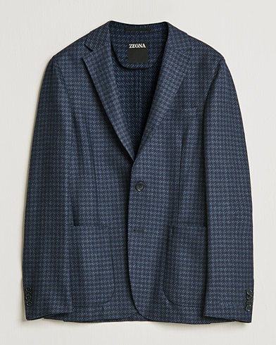 Mies |  | Zegna | Unconstructed Wool Blazer Dark Blue Check