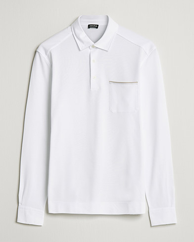  |  Long Sleeve Cotton Piquet Polo White