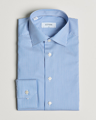 Mies |  | Eton | Bengal Stripe Fine Twill Shirt Royal Blue