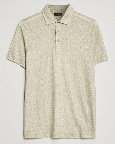 Mies | Pikeet | Stenströms | Printed Linen Poloshirt Olive
