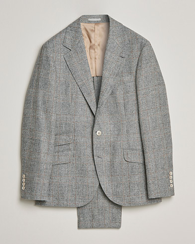 Mies | Puvut | Brunello Cucinelli | Prince Of Wales Flannel Suit Grey Melange