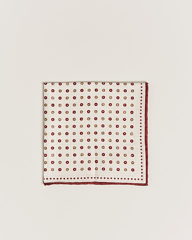 Mies | Taskuliinat | Brunello Cucinelli | Micro Dot Pocket Square White/Red
