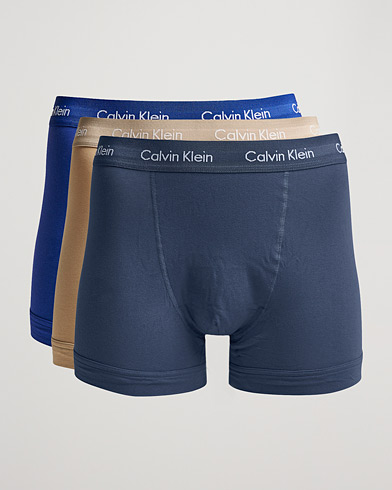 Mies | Alusvaatteet | Calvin Klein | Cotton Stretch 3-Pack Trunk Navy/Blue/Beige