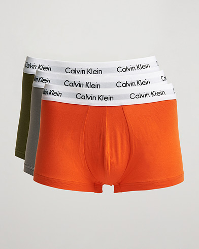 Mies | Alusvaatteet | Calvin Klein | Cotton Stretch 3-Pack Low Rise Trunk Grey/Orange/Army
