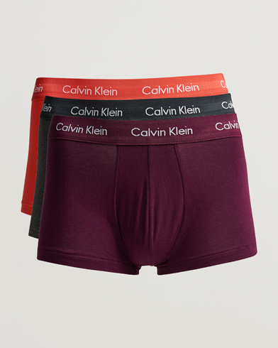 Mies | Vaatteet | Calvin Klein | Cotton Stretch 3-Pack Low Rise Trunk Burgundy/Grey/Orange