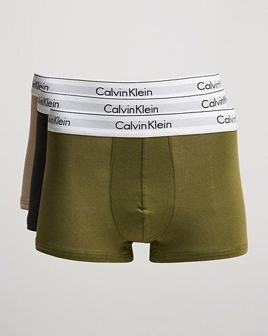 Mies | Alushousut | Calvin Klein | Cotton Stretch 3-Pack Trunk Beige/Black/Olive