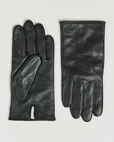 Mies |  | BOSS | Hainz Leather Gloves Black