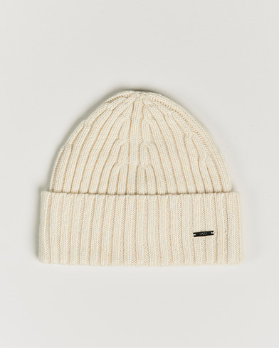 Mies | Asusteet | BOSS | Lino Cable Knitted Beanie Open White
