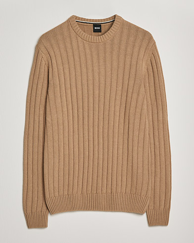 Mies |  | BOSS | Laaron Strucktured Knitted Sweater Medium Beige