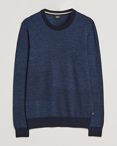 Mies | Neuleet | BOSS | Leugenio Strucktured Block Sweater Dark Blue