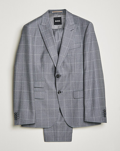 Mies | Puvut | BOSS | Huge Wool Checked Suit Silver