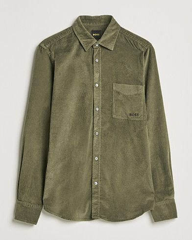 Mies | Kauluspaidat | BOSS Casual | Relegant Corduroy Shirt Dark Green