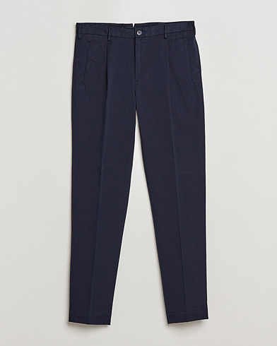 Mies |  | Incotex | Pleated Cotton Stretch Chinos Navy