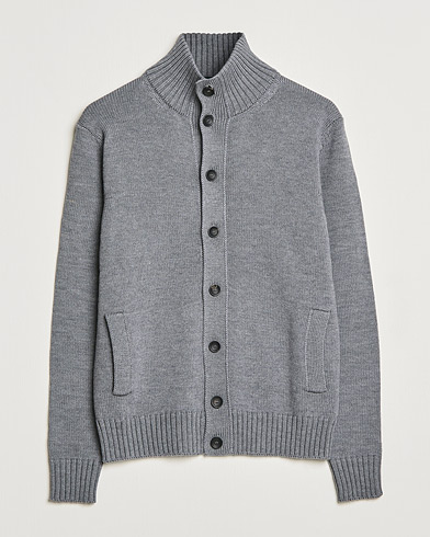 Mies | Italian Department | Zanone | Virgin Merino Wool Chioto Cardigan Light Grey