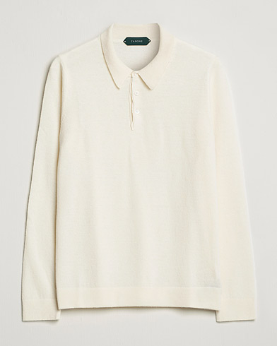 Mies | Italian Department | Zanone | Knitted Cashmere Blend Polo Latte