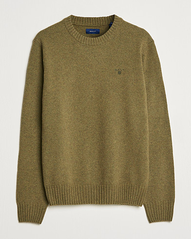 Mies | Neuleet | GANT | Brushed Wool Crew Neck Sweater Army Green