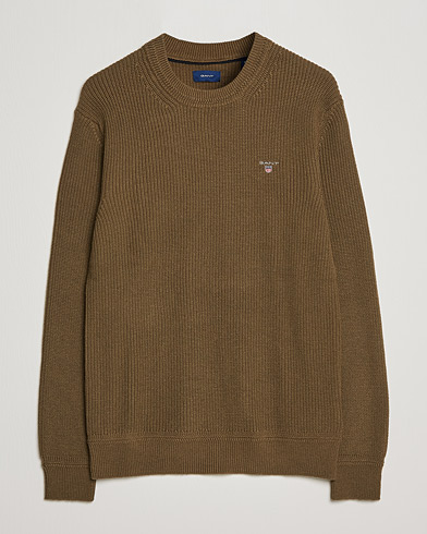 Mies | Preppy Authentic | GANT | Cotton/Wool Ribbed Sweater Army Green
