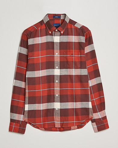 Mies | Flanellipaidat | GANT | Regular Fit Flannel Block Checked Shirt Spice Red