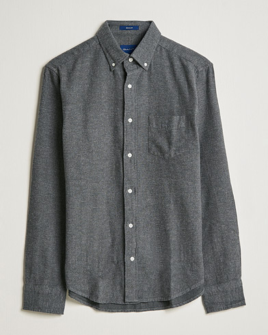Mies | Kauluspaidat | GANT | Regular Fit Flannel Herringbone Shirt Charcoal Melange
