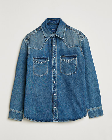 Mies |  | GANT | Western Denim Shirt Vintageg Blue
