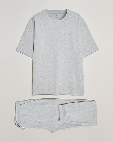 Mies | Yöpuvut ja kylpytakit | GANT | Premium Loungewear Set Light Grey Melange