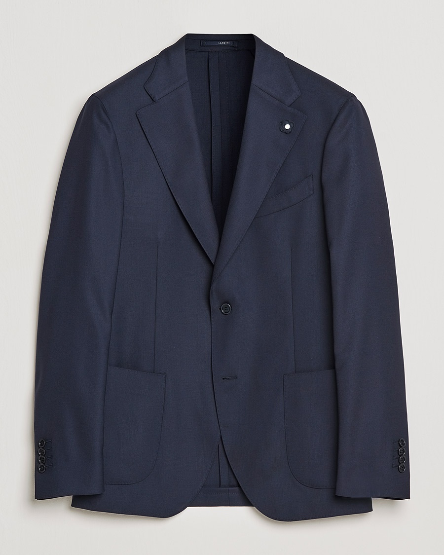 Lardini Patch Pocket Wool Blazer Navy – Sininen