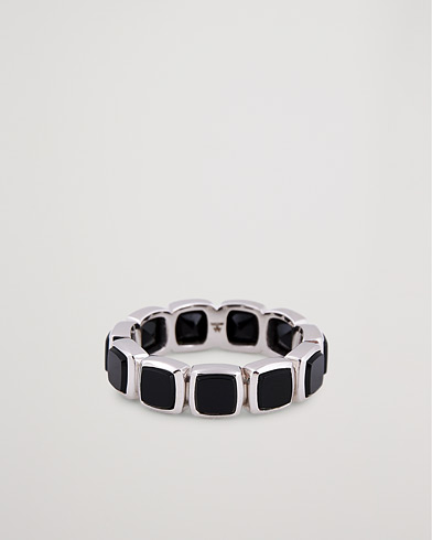 Mies | Contemporary Creators | Tom Wood | Cushion Band Black Onyx Ring Silver