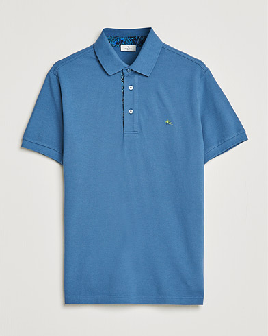 Mies | Pikeet | Etro | Short Sleeve Contrast Paisley Polo Blue