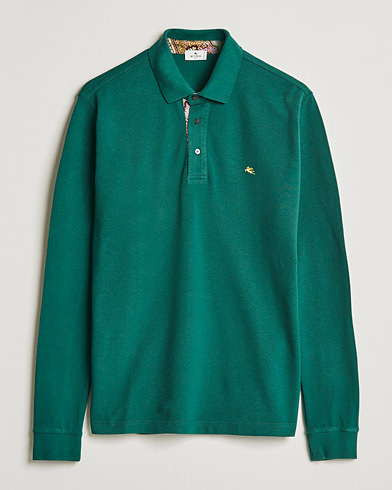 Mies | Pikeet | Etro | Long Sleeve Contrast Paisley Polo Emerald