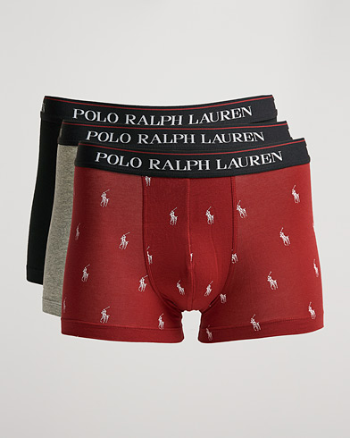Mies | Alushousut | Polo Ralph Lauren | 3-Pack Trunk Grey/Red Pony/Black