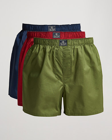 Mies | Alusvaatteet | Polo Ralph Lauren | 3-Pack Woven Boxer Red/Navy/Army Olive