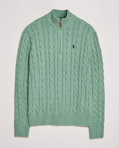 Mies | Puserot | Polo Ralph Lauren | Cotton Cable Half Zip Sweater Seafoam Heather