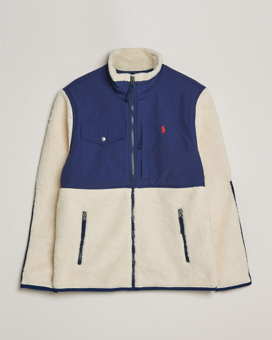 Mies | Preppy AuthenticGAMMAL | Polo Ralph Lauren | Bonded Sherpa Full Zip Sweater Creme/Navy