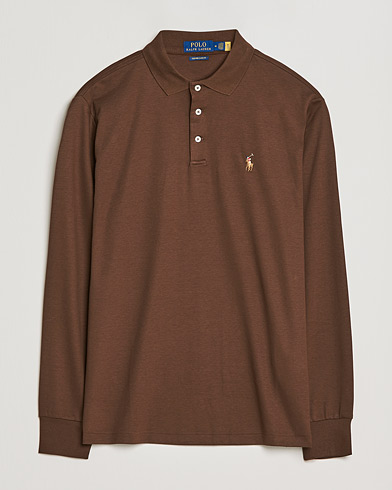 Mies | Preppy Authentic | Polo Ralph Lauren | Luxury Pima Cotton Long Sleeve Polo American Brown