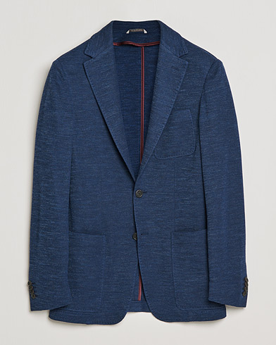 Miehet | Villakankaiset pikkutakit | Canali | Structured Wool Jersey Jacket Dark Blue