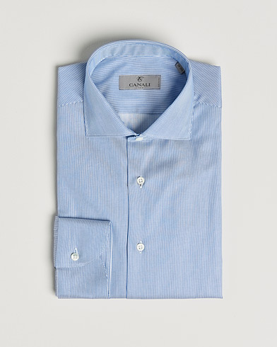 Mies | Bisnespaidat | Canali | Slim Fit Cut Away Shirt Blue Stripe