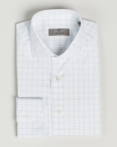 Mies |  | Canali | Slim Fit Cut Away Shirt Blue Check