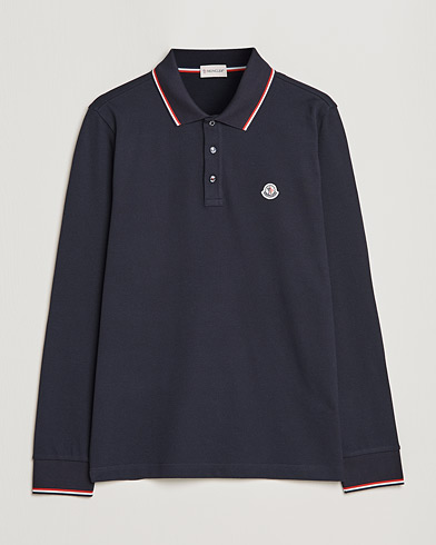 Mies |  | Moncler | Long Sleeve Logo Tipped Polo Navy