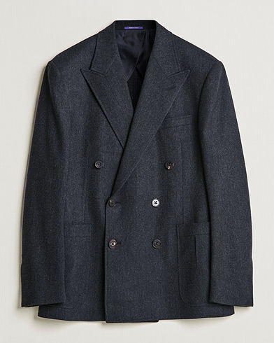 Mies |  | Ralph Lauren Purple Label | Double Breasted Flannel Sportcoat Dark Grey