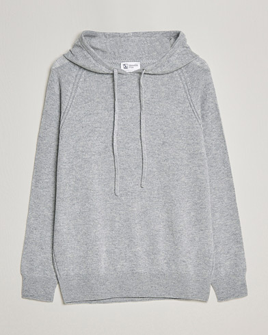 Mies | Johnstons of Elgin | Johnstons of Elgin | Seamless Cashmere Hoodie Silver