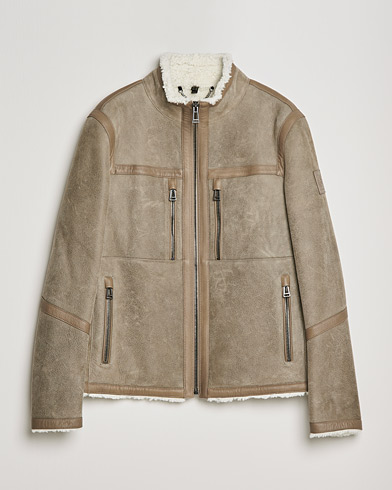 Mies |  | Belstaff | Tundra Shearling Leather Jacket Dark Sand