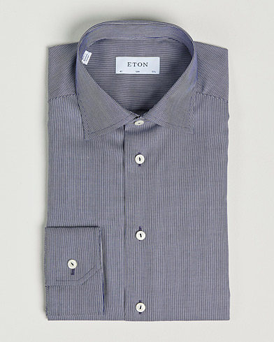 Mies | Bisnespaidat | Eton | Striped Fine Twill Slim Shirt Navy Blue