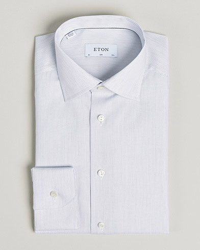 Mies |  | Eton | Hairline Striped Slim Twill Shirt Navy Blue