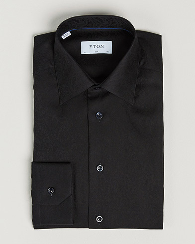 Mies | Bisnespaidat | Eton | Jaquard Paisley Shirt Black